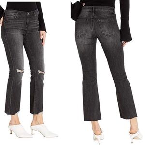 Blank NYC The Varick Kick Flare Crop Washed Black Jeans Size 24